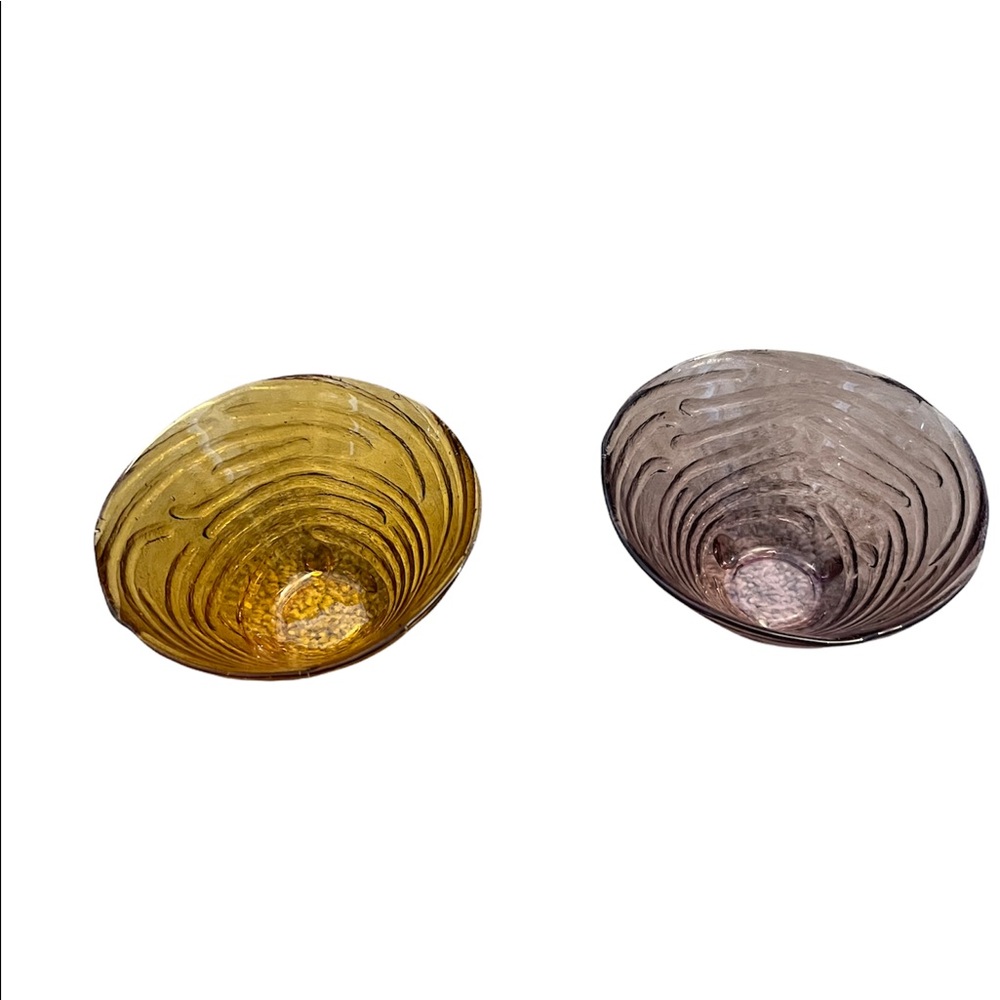 Two glass ✨ trinket/ decor small bowls purple and yellow - Picture 2 of 6